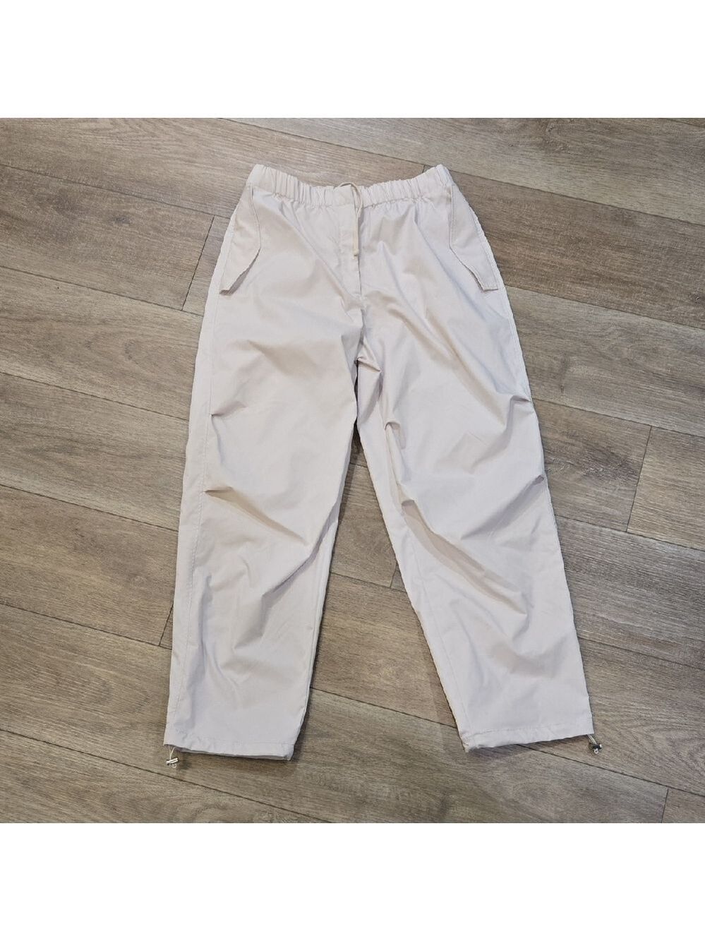 Babaton Light Cream Parachute Wide Leg Pants- Baddie
